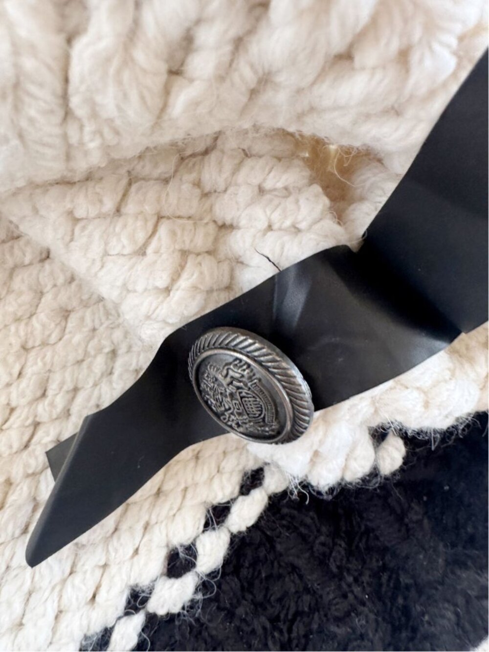 ZARA Chunky Oversized Knit Cardigan White Black Contrast Trim - Picture 10 of 13
